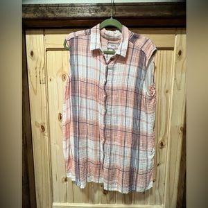 JOHNNY WAS Parnaz Embroidered Sleeveless Plaid Shirt Size XLarge